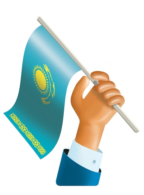 PSD 3 d illustratie van een hand die de vlag van kazachstan zwaait kazachstan onafhankelijkheidsdag