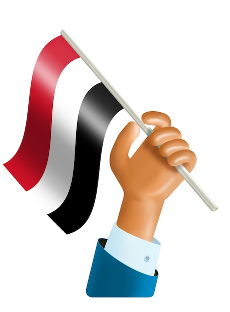PSD 3 d illustratie van een hand die een jemenitische vlag zwaait jemenitische onafhankelijkheidsconcept 30 november