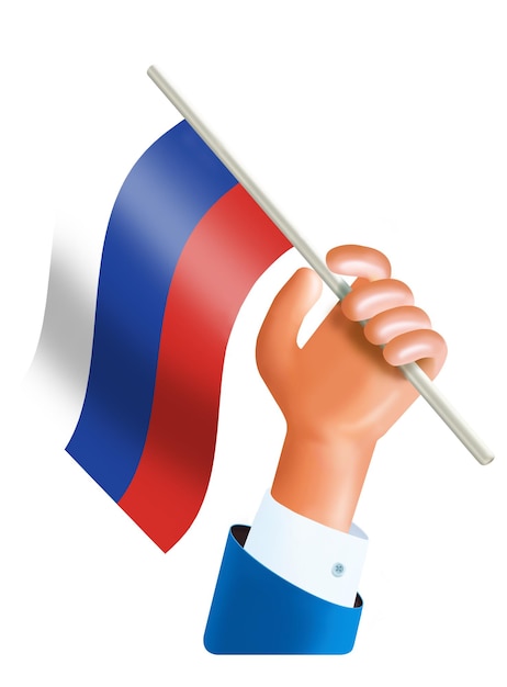 PSD 3 d illustratie van een hand die een russische vlag zwaait rusland onafhankelijkheidsconcept 12 juni dag