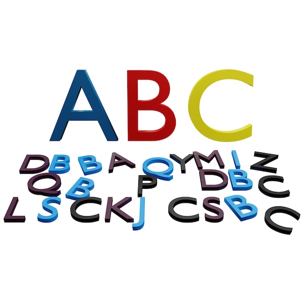 PSD 3 d illustratie van het abc-teken en het potloodpictogram