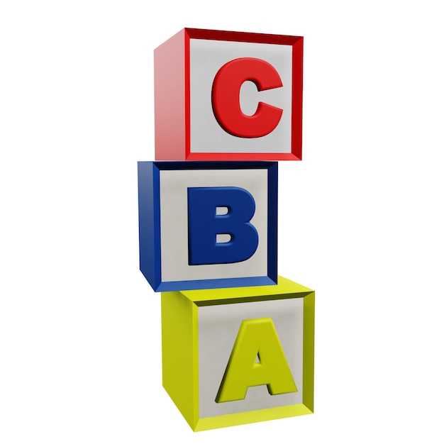 3 D illustratie van het icoon van het alfabetblok