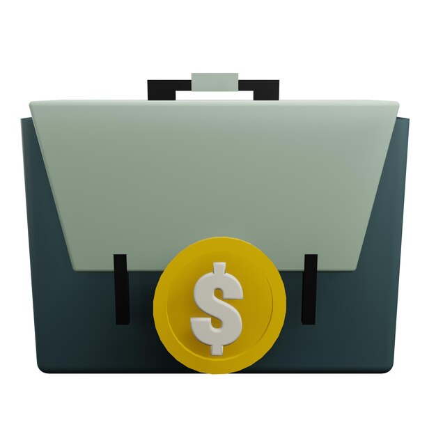 PSD 3 d illustratie van het pictogram van de financiële tas met transparante achtergrond