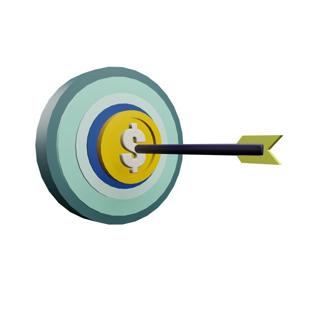 PSD 3 d illustratie van het pictogram van het financiële doel met een transparante achtergrond