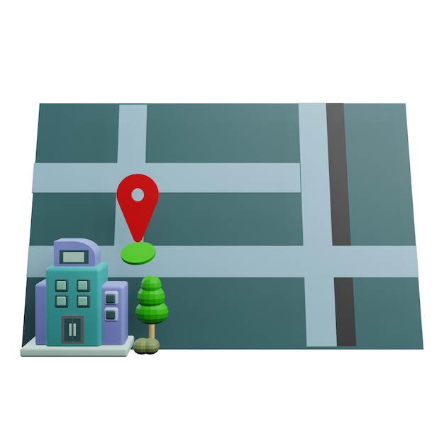 3 D-illustratie van het pincode van de kantoorlocatie