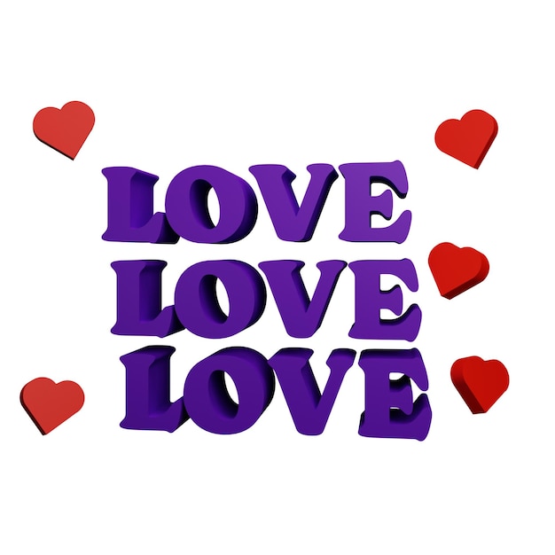 3 D illustratie van liefdesplakkers