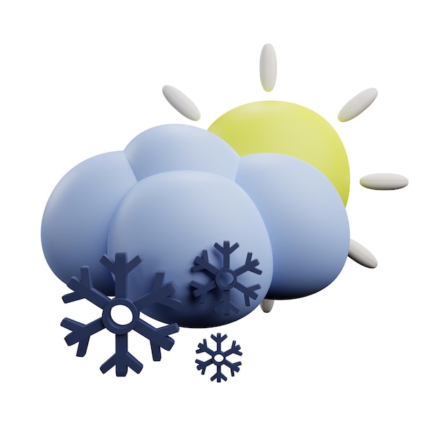 PSD 3 d illustratie van sneeuwwolk met zonneweerpictogram