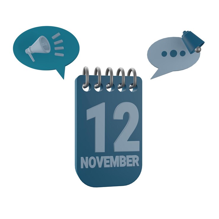 PSD 3 d illustration of 12 november calender icon