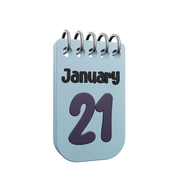 3 d illustration of 21 january icon