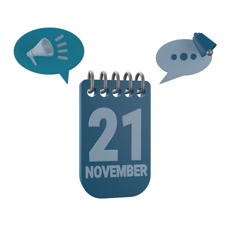 PSD 3 d illustration of 21 november calender icon