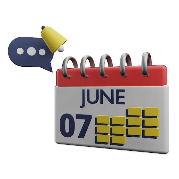 3 d illustration of 7 june