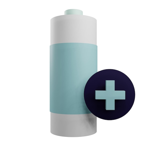 3 d illustration of add battery icon