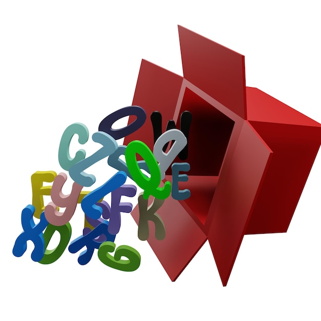 3 d illustration of alphabet box icon