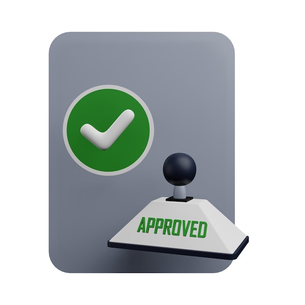 PSD 3 d illustration of approved icon