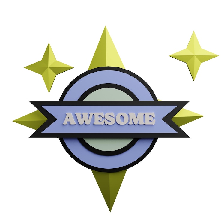 PSD 3 d illustration of awesome stickers