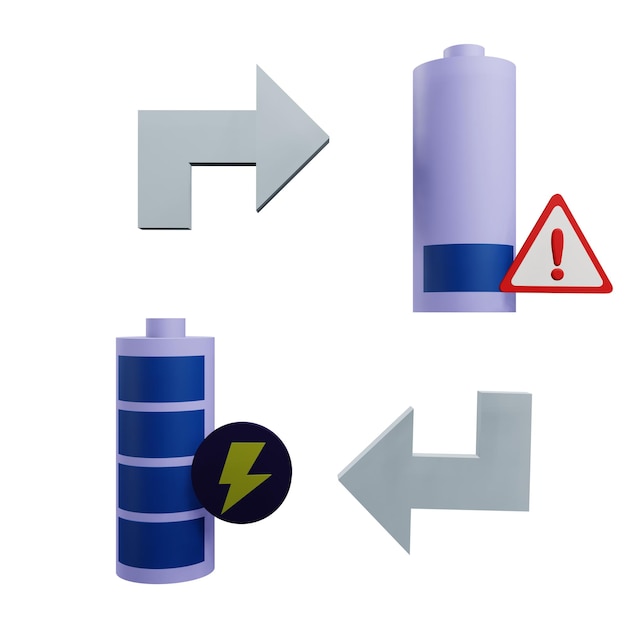 3 d illustration of battery change icon