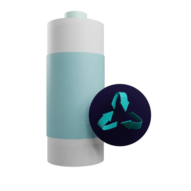 3 d illustration of battery recycle icon