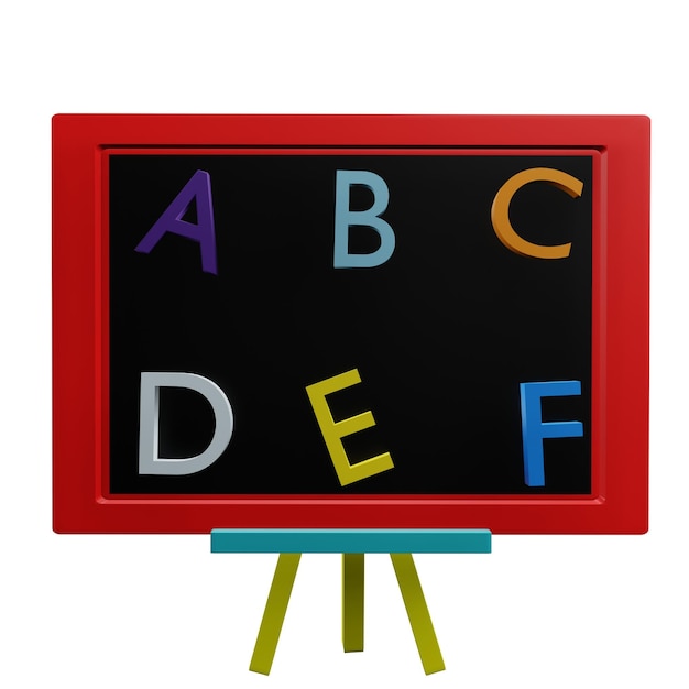 3 D 黑板字符符号的插图