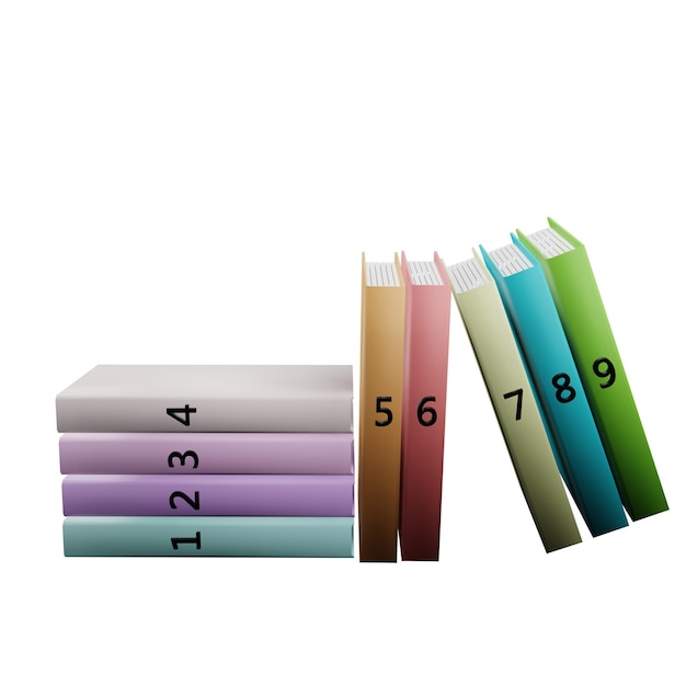 3 D illustration of book number icon
