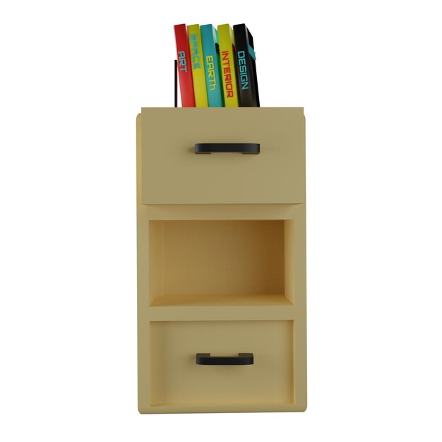 3 d illustration of book shelf icon with transparent background