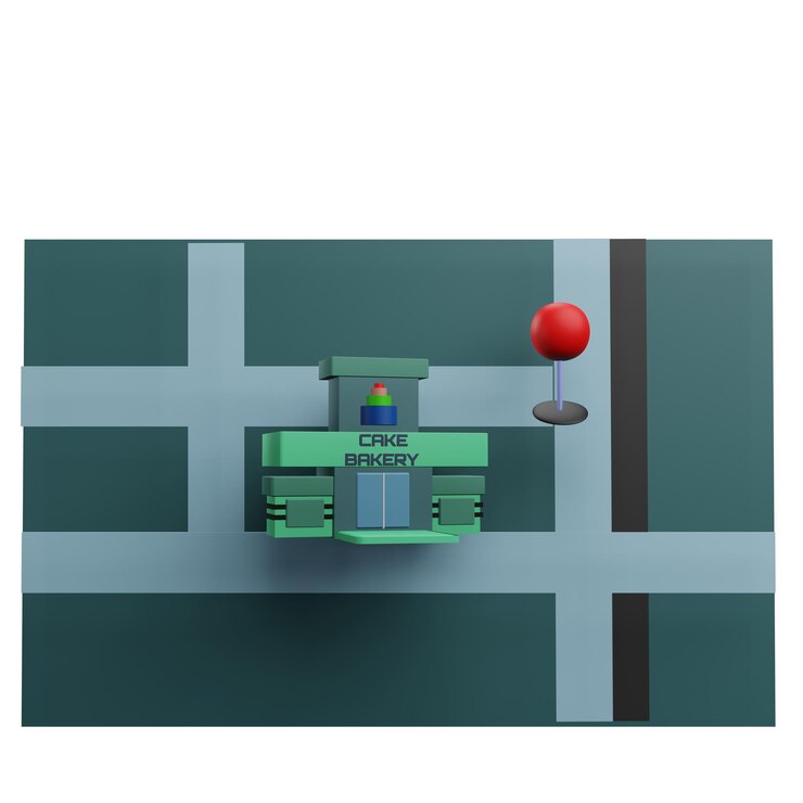PSD 3 d illustration of cake bakery pin location icon