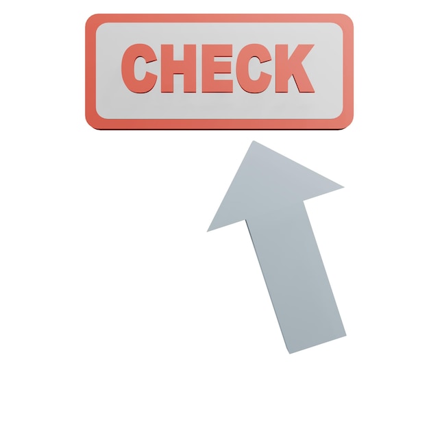 3 D illustration of click check with transparent background