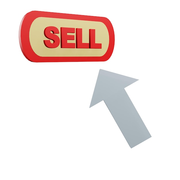 3 d illustration of click sell with transparent background