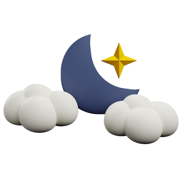 3 D illustration of Cloudy night weather icon