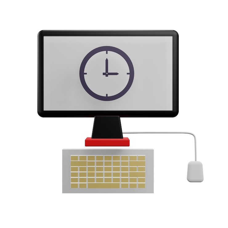 PSD 3 d illustration of computer clock with transparent background