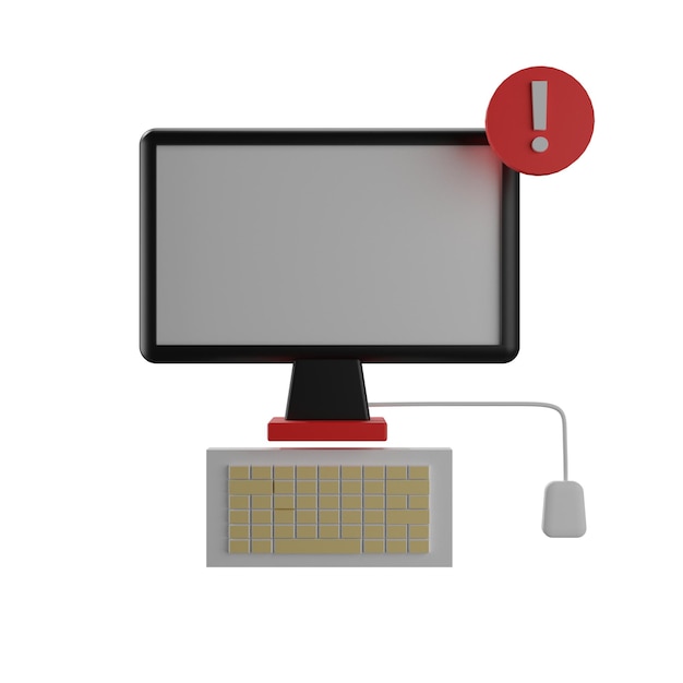 PSD 3 d illustration of computer error icon with transparent background