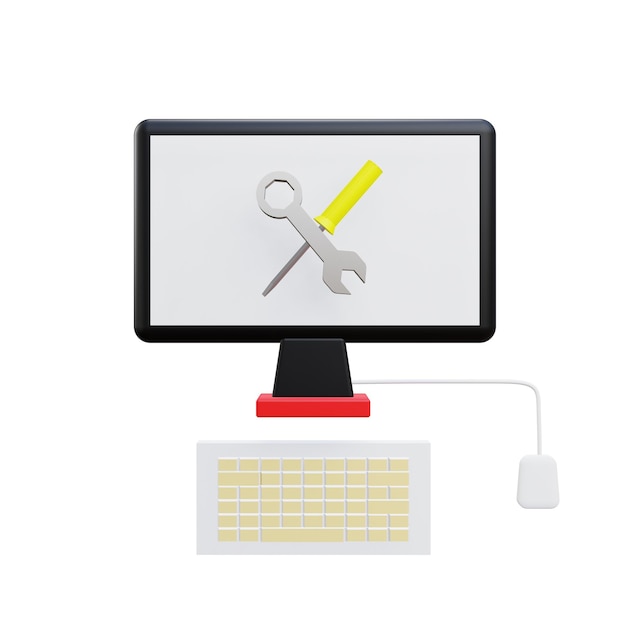 3 d illustration of computer repair icon