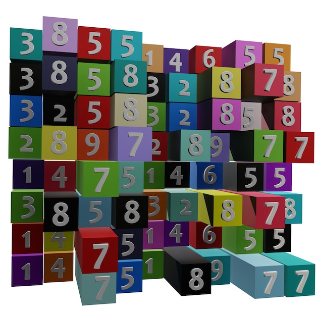 PSD 3 d illustration of cube number icon