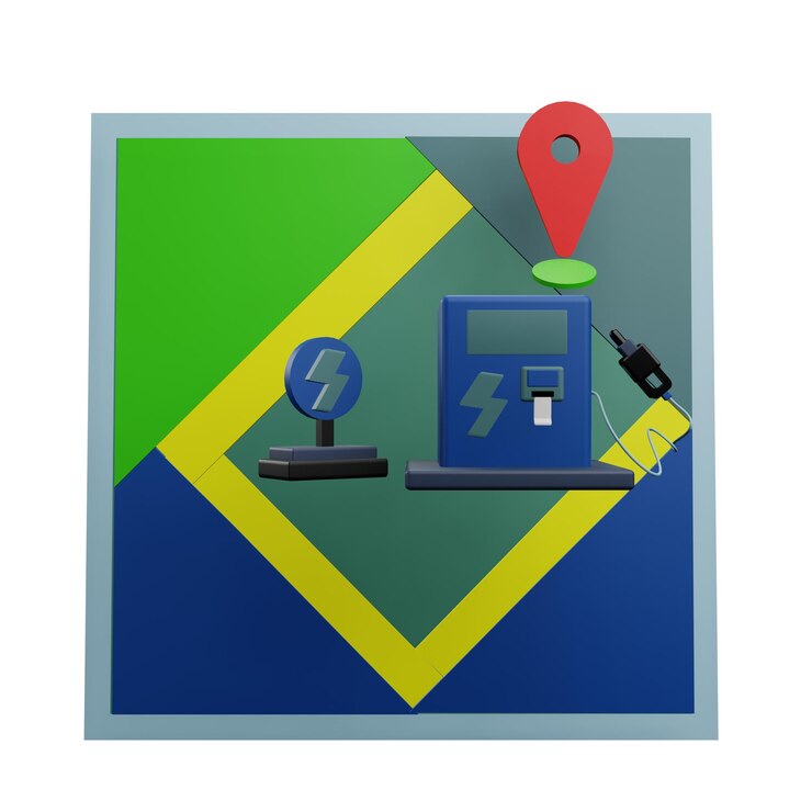 PSD 3 d illustration of electricity pump location icon