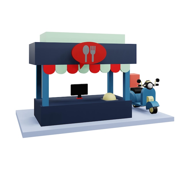 3 D 투명한 배경으로 패스트푸드 점포의 그림