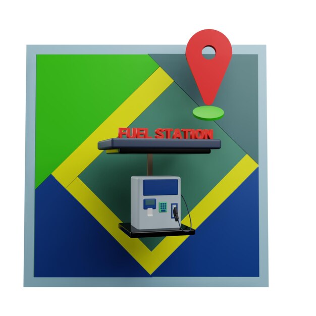 3 d illustration of fuel station location icon