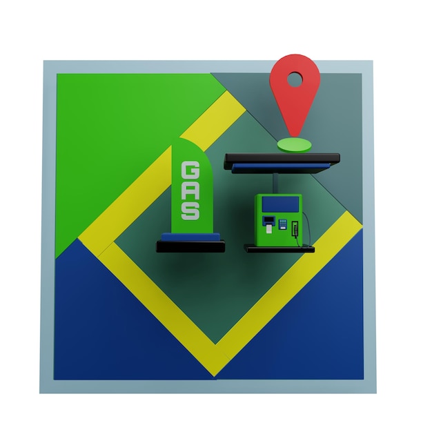 3 d illustration of gas station location icon