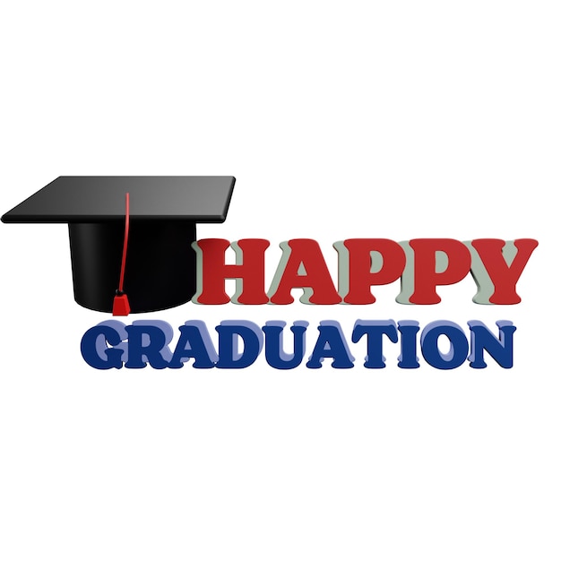 PSD 3 d illustration of happy graduation stickers