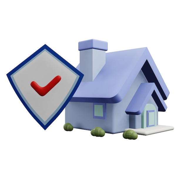 3 D illustration of home insurance icon