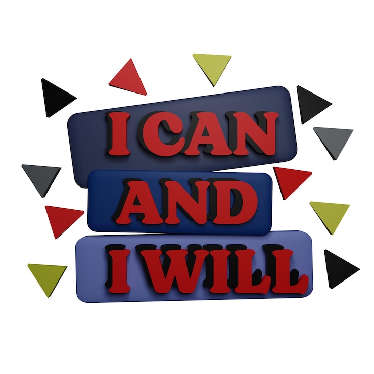 PSD 3 d illustration of i can i will stickers