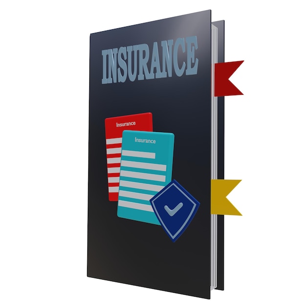 PSD 3 d illustration of insurance book icon