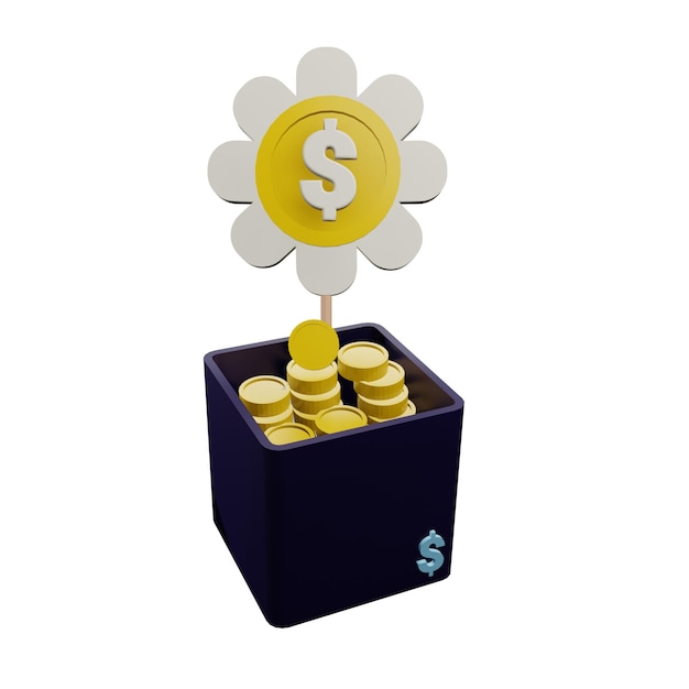 PSD 3 d illustrazione dell'icona della pianta del denaro con sfondo trasparente