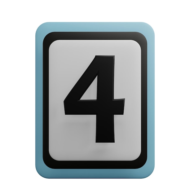 3 D illustration of number four icon
