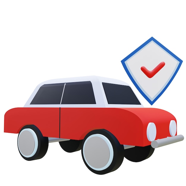 3 d illustration of car insurance icon