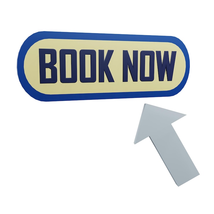 PSD 3 d illustration of click book now with transparent background