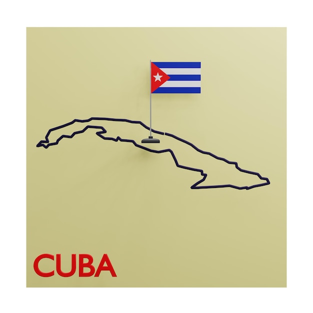 3 D illustration of cuba Map icon