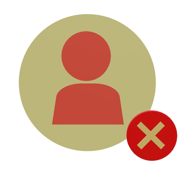 3 D illustration of deleted account icon