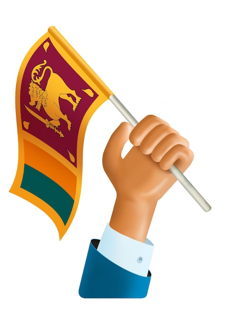 PSD 3 スリランカの国旗を握る手のイラスト