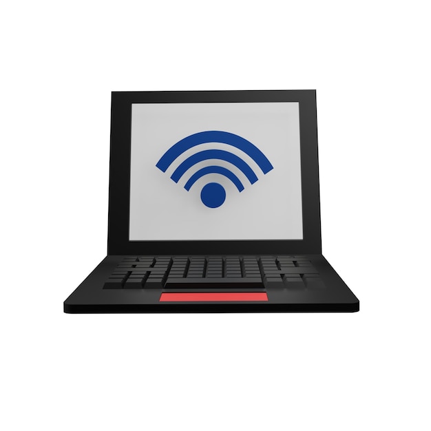 3 D illustration of laptop wifi icon