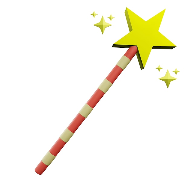 3 d illustration of magic wand icon