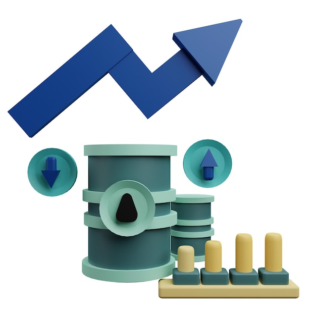 3 D illustration of oil commodity with transparent background