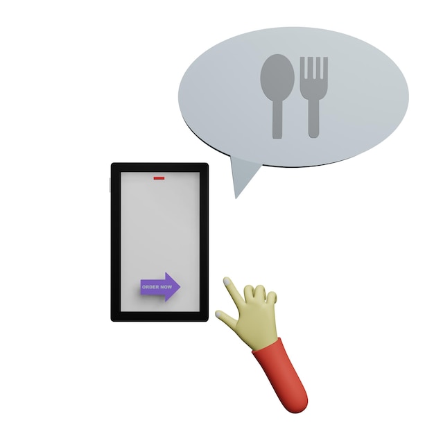 3 D 透明な背景でオンラインで食料を注文するイラスト